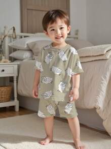 Baby Boy Casual Cartoon Pattern Loose Fit 2 Pieces Pajama Set, Suitable For Summer - Multicolor - View 1