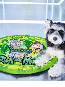 Rick and Morty X SHEIN 1 件卡通 Rick、Morty 印花防滑绿色门户可机洗宠物垫、睡垫、狗床、猫床，配有可固定在家具上的固定绳，有多种尺寸可供选择，以适应不同体型的宠物，可烘干 - 綠色 - 查看 2