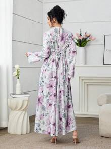 Yasmyna 优雅浪漫蕾丝拼布前后系带时尚年轻清新女士连衣裙 - 彩色 - 查看 2