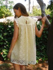 WESTFADE Vestido de encaje tipo baby doll - Amarillo - Ver 2