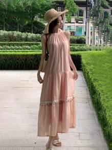 DAZY Vestido casual corto holgado sin mangas para mujer, primavera/verano - Rosa - Ver 3