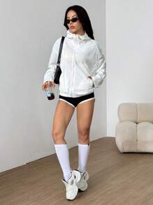 SHEIN HypeZone 女士薄款长袖风衣外套，春季 - 白色 - 查看 3