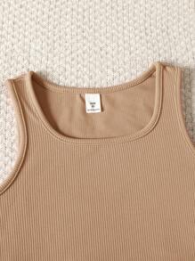 SHEIN Set de 2 piezas con top de punto y shorts holgados para niña preadolescente