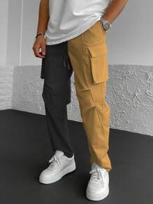 Manfinity LEGND Loose Men Flap Pocket Side Drawstring Waist Cargo Pants Men Cargo Pants - Multicolor - View 1