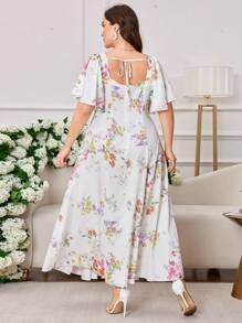 Modelyn Damen Kleid in Große Größen mit elegantem Muster und Kurzarm