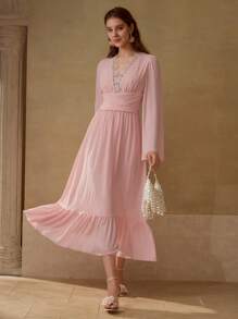 MOTF PREMIUM ROBE À VOLANTS AVEC DENTELLE CONTRASTANTE - Rose bonbon - Voir 6