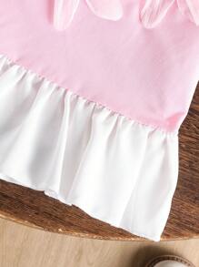Kleine Mädchenkleid mit zarten rosa Tönen für den Sommer, zarte 3D Blumendetails verleihen märchenhaften Charme, trage es und werde im Nu zu einer Märchenprinzessin - Pink - Übersicht 6