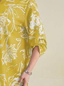 EMERY ROSE Áo cánh dài tay in hoa giản dị thanh lịch cho nữ, Xuân/Hè - Màu vàng - Xem 5