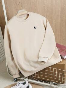SHEIN Manfinity Dauomo Sudadera básica de cuello redondo con bordado y manga larga para hombre