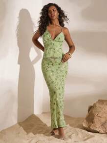 Opulessa Váy đuôi cá thêu sequin bó sát thanh lịch dành cho nữ - màu xanh lá - Xem 7