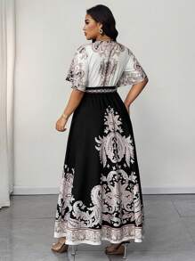 Celure Vestido casual mini con estampado floral de marañón, mangas con volantes para mujer de talla grande