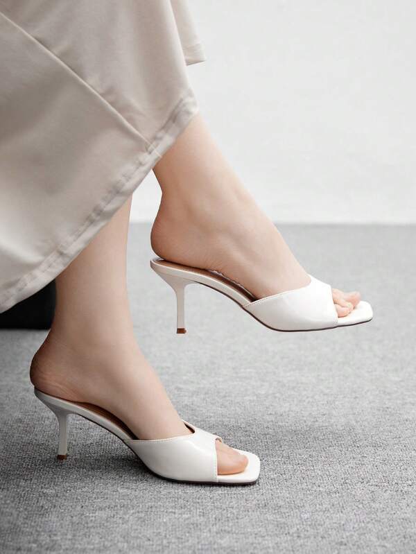 CUCCOO BIZCHIC Women Square Toe Stiletto High Heel Beige Elegant Simple Commuting Ladies High Heel Sandals