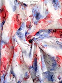 Soleia Vestido mini para vacaciones sexy con diseño asimétrico, cintura ceñida, estampado floral efecto tie-dye, espalda descubierta para mujer, estilo campestre romántico