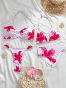 Baju Renang Wanita Motif Acak Seksi untuk Liburan Pantai Musim Panas, Atasan Tank Top Bikini Wanita - MultiWarna - View 7