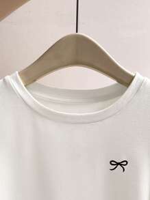 SHEIN EZwear Women's Solid Color Casual Long Sleeve T-Shirt, Minimalist & Fashionable For Everyday Wear