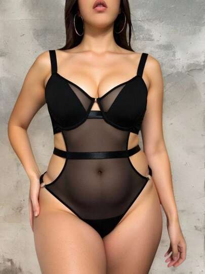 Grunge Punk Body de talla grande a cuadros de red punk para festival de música y fiesta