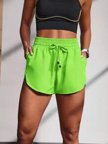 POWERISTA Powerista High Waist Plain Knotted Summer Sporty Shorts Workout Short