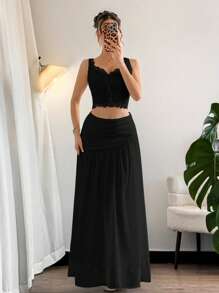 Firerie 女士优雅简约白色雪纺 A 字高腰不对称拉链夏季超长沙滩/度假裙