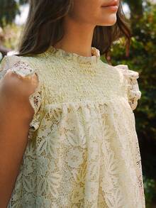 WESTFADE Vestido de encaje tipo baby doll - Amarillo - Ver 5