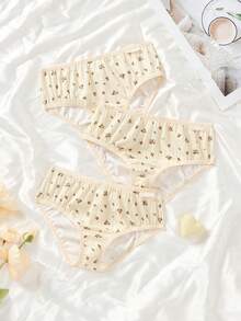 Young Girl Ditsy Floral Ribbed Underwear Set - Multicolor - View 1