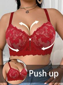 SHEIN Sujetador de acero de talla grande con bordado