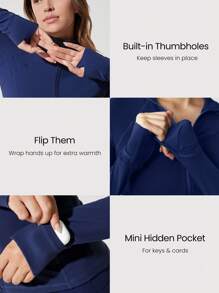 GLOWMODE FeatherFit™ For DD+ Slim-It Streamline Performance Secure Pockets Zip Up Long Sleeve Jacket Low Impact Yoga Daily Fall