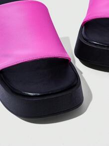 HighSole 女士时尚百搭简约软木坡跟凉鞋 - 粉色 - 查看 4