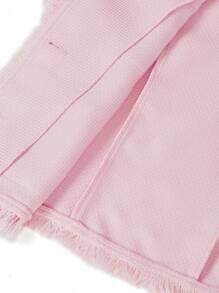 Gownix Chaqueta de mujer de manga corta con bolsillos y botones metálicos de boucle - Rosa - Ver 8
