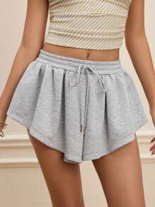 SHEIN MOD Gray Cinched Waist Drawstring Casual Sports Skirt - Grey - View 1
