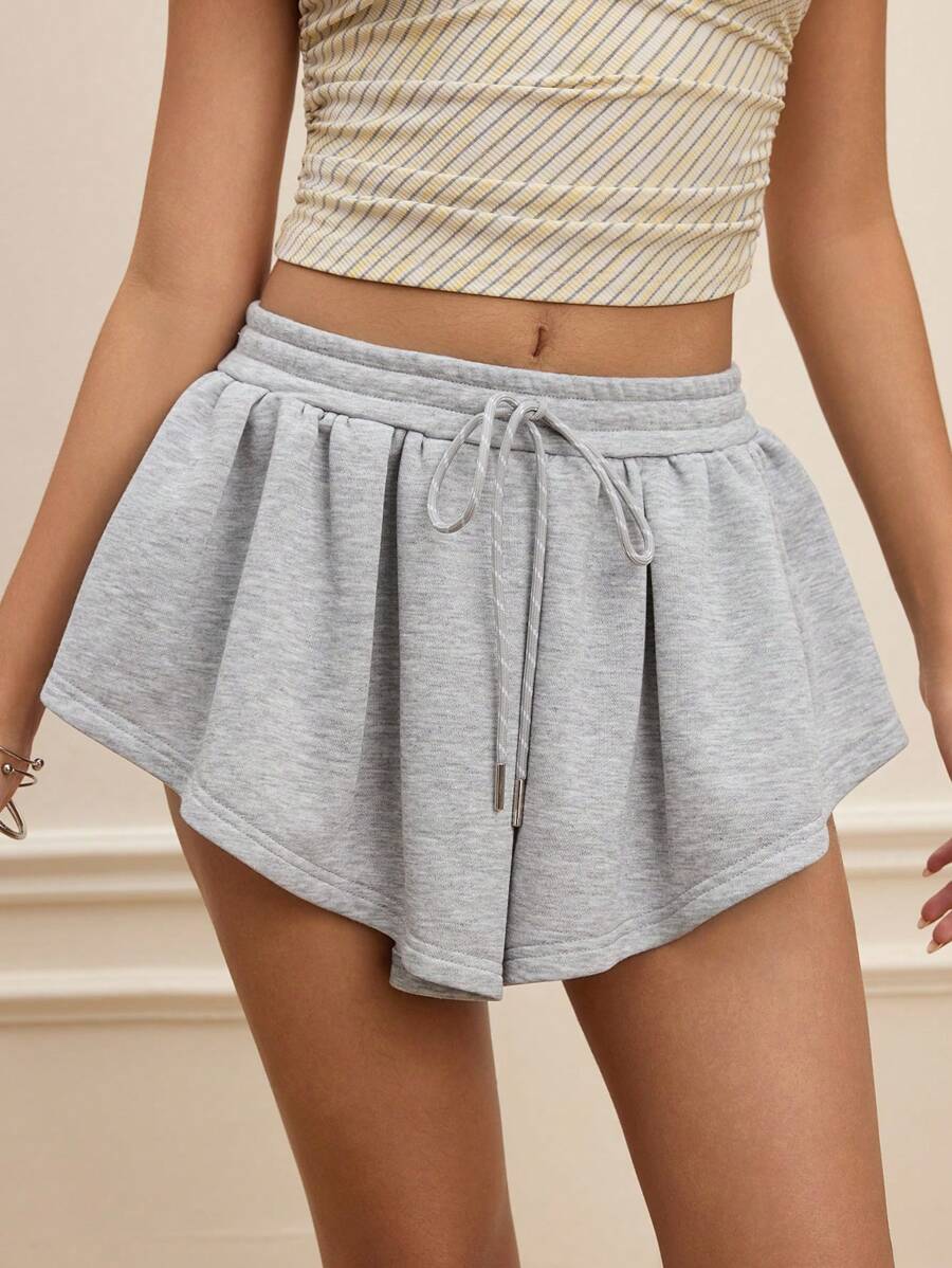 SHEIN MOD Gray Cinched Waist Drawstring Casual Sports Skirt - Grey - View 1