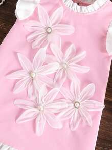 Kleine Mädchenkleid mit zarten rosa Tönen für den Sommer, zarte 3D Blumendetails verleihen märchenhaften Charme, trage es und werde im Nu zu einer Märchenprinzessin - Pink - Übersicht 8