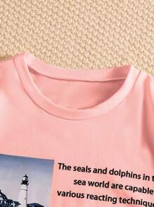 Conjunto informal de verano para adolescentes con camiseta de manga corta y shorts vaqueros - Multicolor - Ver 4