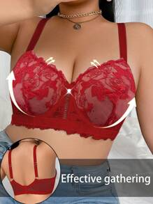 SHEIN Sujetador de acero de talla grande con bordado