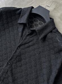 Manfinity Homme Ensemble chemise et short en dentelle de couleur unie pour homme, oversize, été