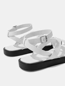HighSole Sandali piatti bianchi da spiaggia, stile vacanza, per donna