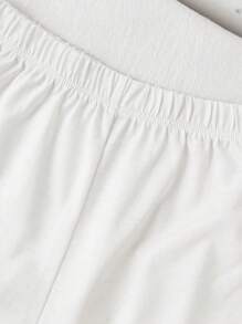 SHEIN 2件套女童休闲简约樱桃印花短袖上衣和短裤套装 - 白色 - 查看 5
