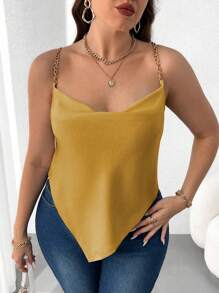 Celure 大码女式不对称下摆链条吊带背心，夏季 - 黃色 - 查看 1