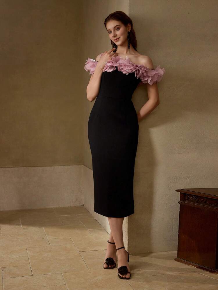 COLORBLOCK RUFFLE DRESS