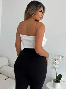 SHEIN Unity Canottiera sexy con decorazione a fiocco 3D e strass per donne