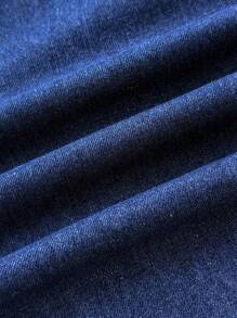 Attitoon 女式纯色露背系腰无袖牛仔连衣裙 - 深色水洗藍 - 查看 10