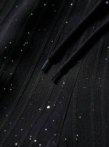 OTTIMOZO 2 piezas Conjunto de camisa de manga corta casual de verano y pantalones cortos para hombres, camisa con rhinestones, ropa de resort para hombres, conjunto de vacaciones negro, vestimenta de verano para hombres, camisa negra casual de manga corta para hombres - Negro - Ver 9