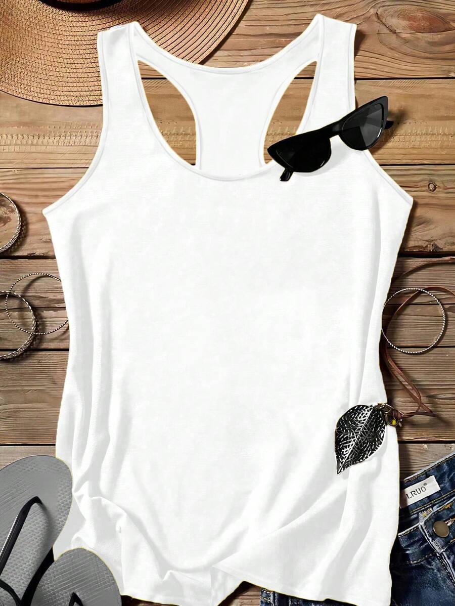 EMERY ROSE Áo ba lỗ màu trắng giản dị cỡ lớn phù hợp cho mùa hè - trắng - Xem 1