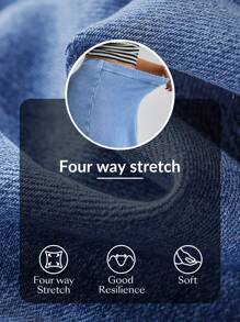 Flexra Women's Solid Color Elastic Wrap Style Casual Denim Shorts For Summer - Blue - View 4