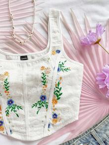 Soleia Áo ba lỗ họa tiết xương cá thêu dệt kim Jacquard hiệu WYWH dành cho nữ, màu trắng - Nhiều màu - Xem 7