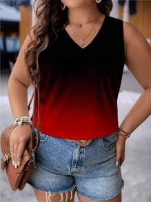 SHEIN LUNE Blusa de seda de leche de talla grande de 180g, estilo regular sin mangas - Multicolor - Ver 3