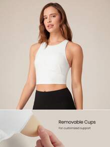 GLOWMODE FeatherFit™ Mesh Back Cropped Performance Tank Top Low Impact Yoga Daily Gym