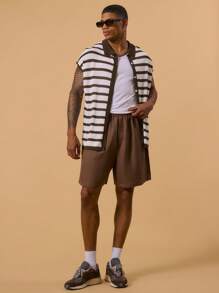 Musero Jersey Stripe Button Up Short Sleeve Shirt Embroidery Detailing Spring Summer Vacation Holiday - Multicolor - View 5
