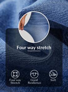 SHEIN Essnce Quần Jeans Ống Loe Túi Lưng Thun Cho Nữ - Màu xanh lam - Xem 4