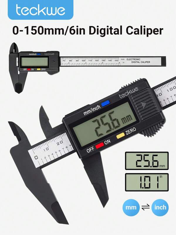 1 Stück 0 - 6" / 0 - 150 Mm Digitallmessschieber Messwerkzeug Elektronischer Mikrometer Messschieber, Elektronischer Digitaler Messschieber, Kohlefaser-zifferblatt Schieblehre Messgerät Mikrometer Messwerkzeug Digitale Messschieberlineal