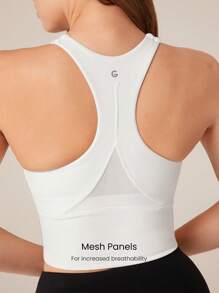 GLOWMODE FeatherFit™ Mesh Back Cropped Performance Tank Top Low Impact Yoga Daily Gym